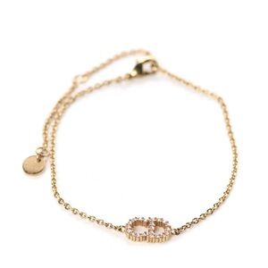 Dior CD Logo Gold Bracelet with Crystal Accents